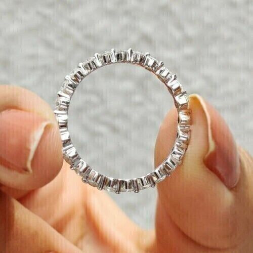 2CT Round Cut Lab Created Diamond Womens Wedding Band Ring 14K White Gold Plated - 第 2/5 張圖片