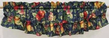 VINTAGE Sonoma Classic Fruit Print Curtain Navy Blue Background Valance or Tiers