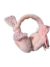 NWT Sparkle Faux Fur Pink Earmuffs and Gloves Set w/ Sequins Bow Teens Girls