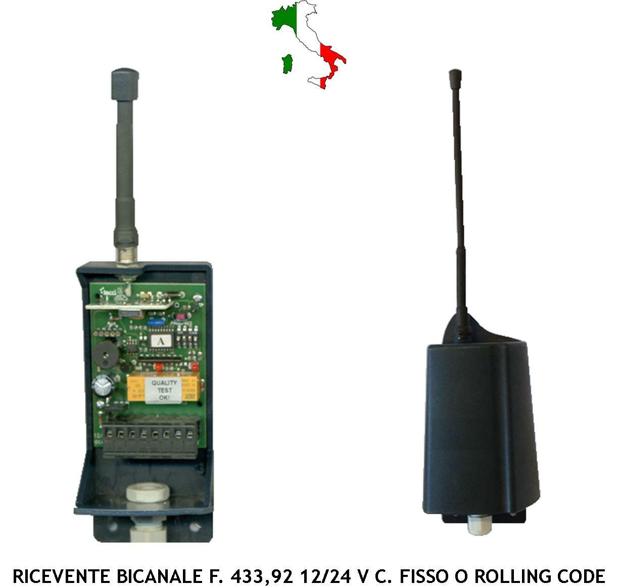 Ricevente Universale 433,92 MHz 2 Canali 12/24V per Automatismi e Antifurto