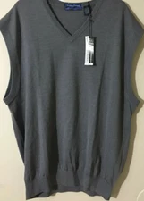 Smith & Tweed Men’s Sleeveless Pullover 100% Merino Wool Sweater Vest Gray XXL