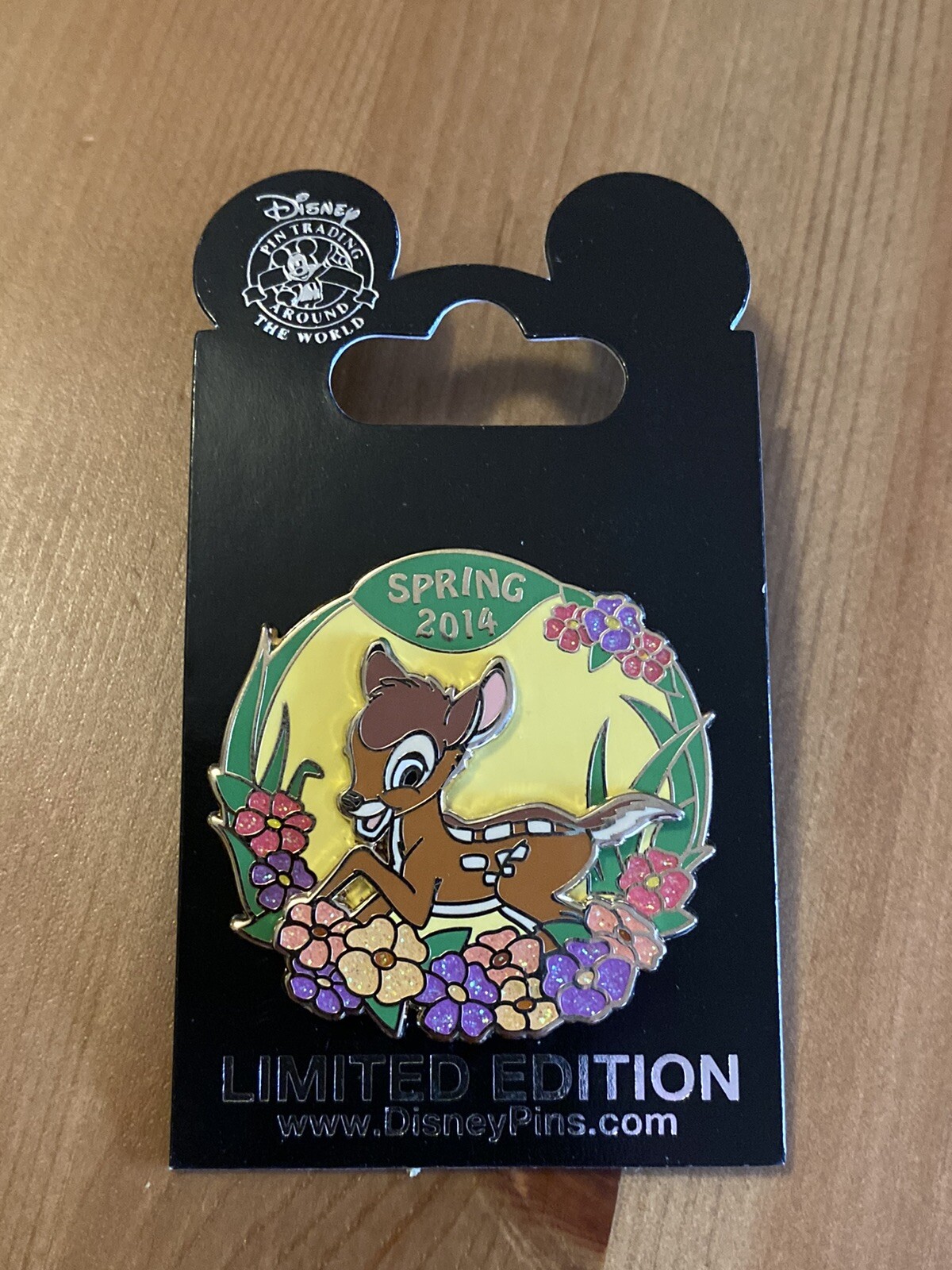 3D DISNEY 2014 BAMBI FROLICKING ON SPRING FLOWERS LE 2000 PIN