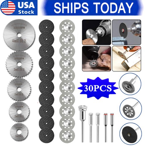 30Pcs Cutting Wheel Set Drill for Dremel Rotary Tool Accessories w/ 1/8" Mandrel - Picture 2 of 8