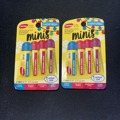 Lot of 2 Carmex Moisturizing Lip Balm Minis Limited Edition 4 Tubes Per Pack