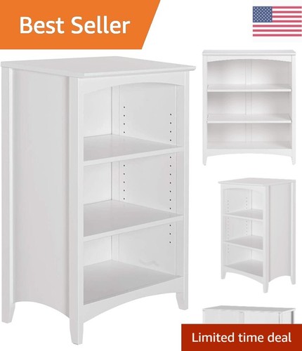Solid Wood Bookcase - Shaker Style - Adjustable Shelving - Closed Back - White