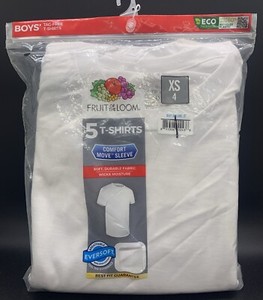 XS 4 Fruit of The Loom Boys' 5pk T-undershirt Tag White