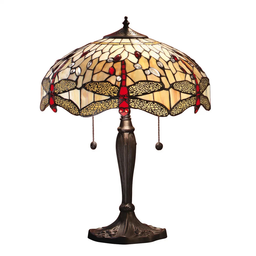 Tiffany Table Light Floor Bronze Dragonfly Beige 2 Dark 410mm Interiors 1900
