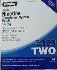 Rugby Clear Nicotine Patch Step 2 14mg 28 Patches 2 Boxes of 14 Exp. 05/2028