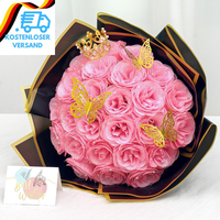 Dremisland 26 StüCk Glitzer Rosenstrauß Rosa Glitzer Rosen Bouquet KüNstliche Ro