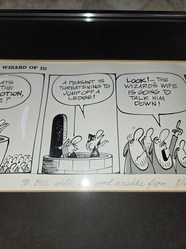 Tira cómica firmada enmarcada de WIZARD OF ID Brant Parker y Johnny Hart 1974 rara - Imagen 3 de 5