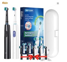 Electric Rechargeable Toothbrush Rotary Sonic Timer Waterproof USB 8 Heads