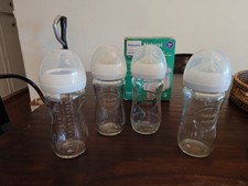 Philips Avent Natural 8 oz Glass Baby Bottles Lot Of 4