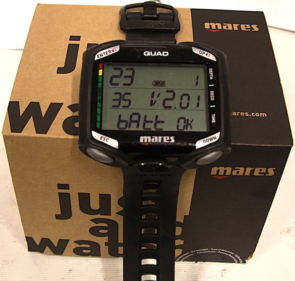 MARES Quad Tauchcomputer all black gebraucht in OVP mit Schutztasche - Bild 2 von 4