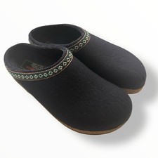 Haflinger Women's Sz 8 Navy Blue Grizzly GZ Wool Felt Clogs Slipper Comfort Cozy