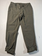 Land's End Women s Sz 8 100 Cotton Mid Rise Straight Leg Green Utility Pants