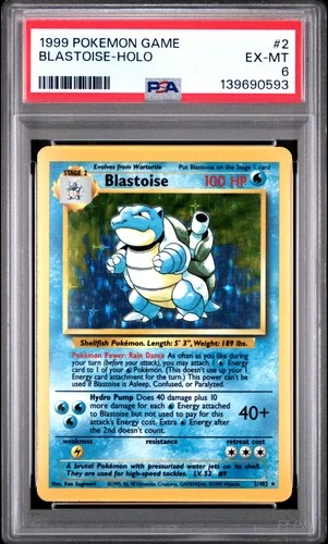 1999 POKEMON BASE SET UNLIMITED #2 BLASTOISE-HOLO PSA 6