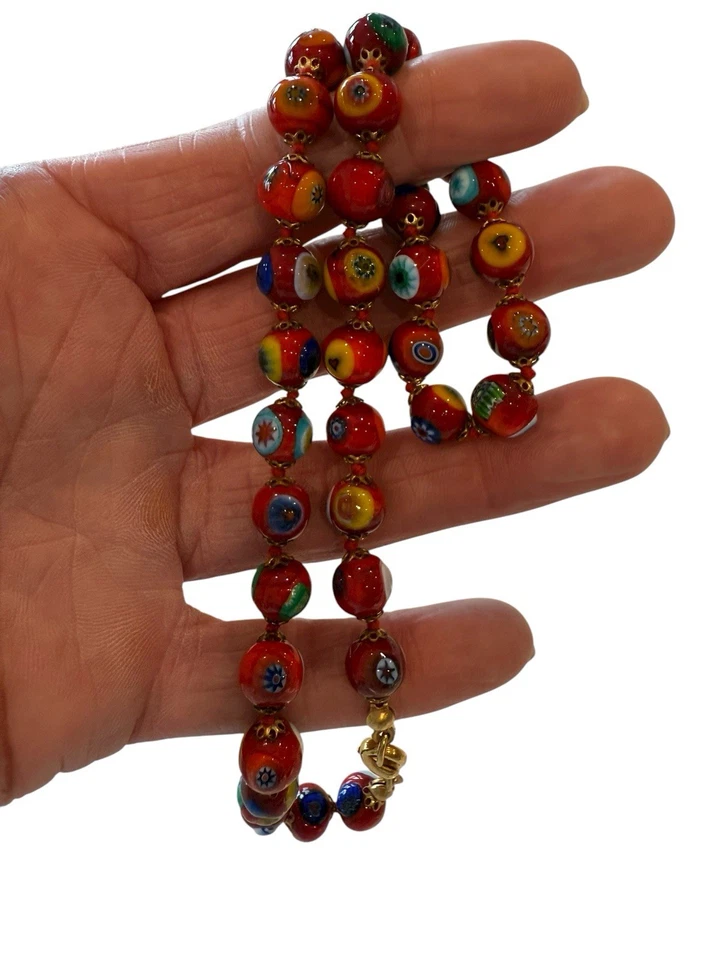 MURANO Millefiori Italian Multicolor Glass Beaded 17" Necklace Antica Murrina Foto 2 de 4