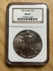 1989 $1 American Eagle Silver Dollar ~ MS 69 ~ NGC ~ Brown Label