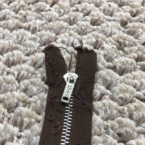 Vintage 40s Unity Metal Zipper 7 in Brown Cotton Tape