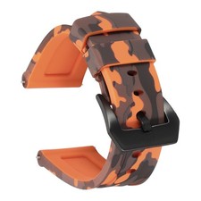Silicone Watch Bands 24mm Soft Watch Band with Black Buckle, Camo Orange