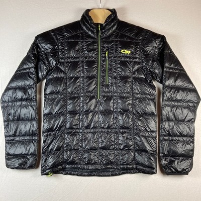 Outdoor Research OR Filament 1/4 Zip Down Jacket Mens Medium Black Quilted 800