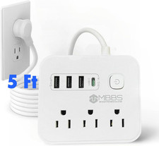 5Ft Surge Protector Power Strip with USB C, Heavy Duty Extension Cord   7-In-1 