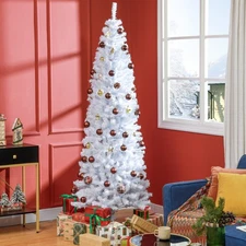 7' Unlit Pencil Christmas Tree Holiday Decor with Stand, White