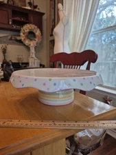 Demdaco 11" Pedestal Cake Plate and/or Chip and Dip Plate Spot of Spring EUC 