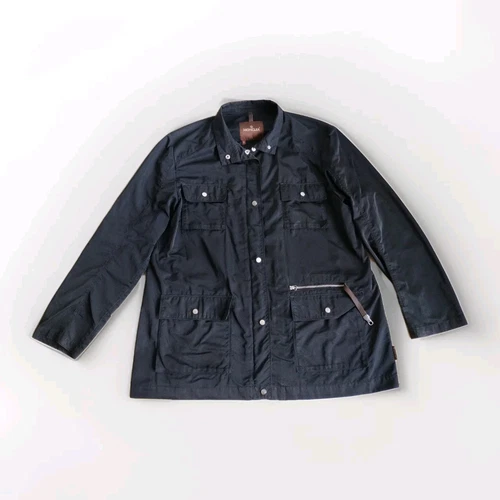 Moncler impermeabile nero con dettagli in pelle taglia 5