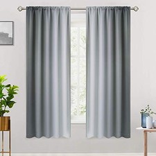 Rod Pocket Ombre Room Curtains 52"W x 63"L Pack of 2  Gray to Greyish White