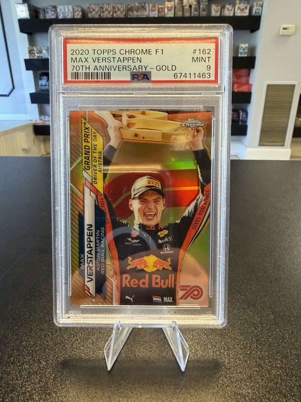 2020 Topps Chrome Formula 1 70th Anniversary Gold Refractor Max Verstappen PSA 9