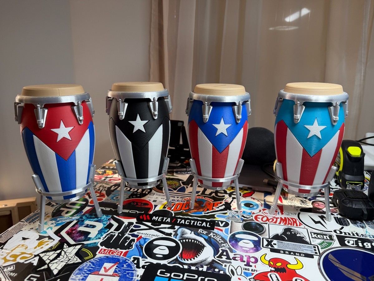 Puerto Rican Conga Piggy Bank W/ Conga Stand 3D Printed Designed