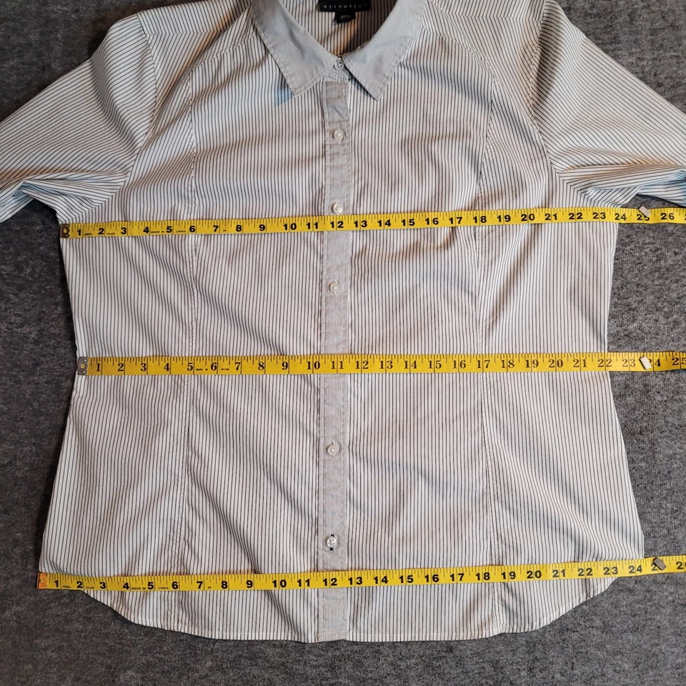Camisa Attention Blanca con Rayas Negras Mujer XXL Abotonada Top Oficina Cápsula Foto 4 de 4