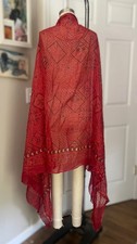 Red brown 100 Cotton Sari SAREE Dupatta Wrap Scarf Skirt ONE SIZE B166