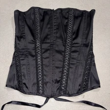 Vtg CHARLOTTE RUSSE Corset Top Sz L Strapless Eye Hooks Lace Up Goth Y2K Vamp