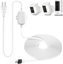 25ft Weatherproof USB-C Power Cord for Ring Spotlight Cam Plus/Pro, White
