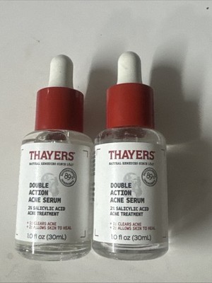 LOT OF 2 THAYERS Double Action Acne Serum w/ Salicylic Acid 1 fl oz NO BOX