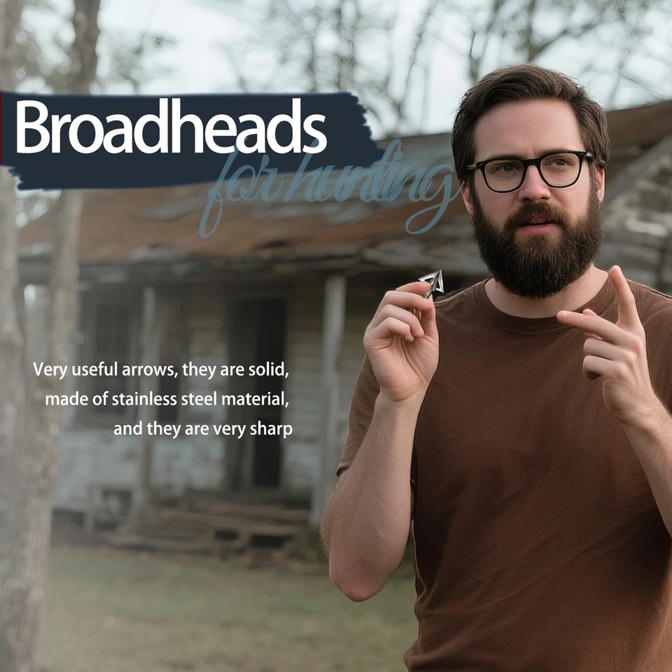 12Pcs Archery Broadheads 100 Grain 4 Blade Crossbow Compound Bow Hunting Tips - Image 4 of 4