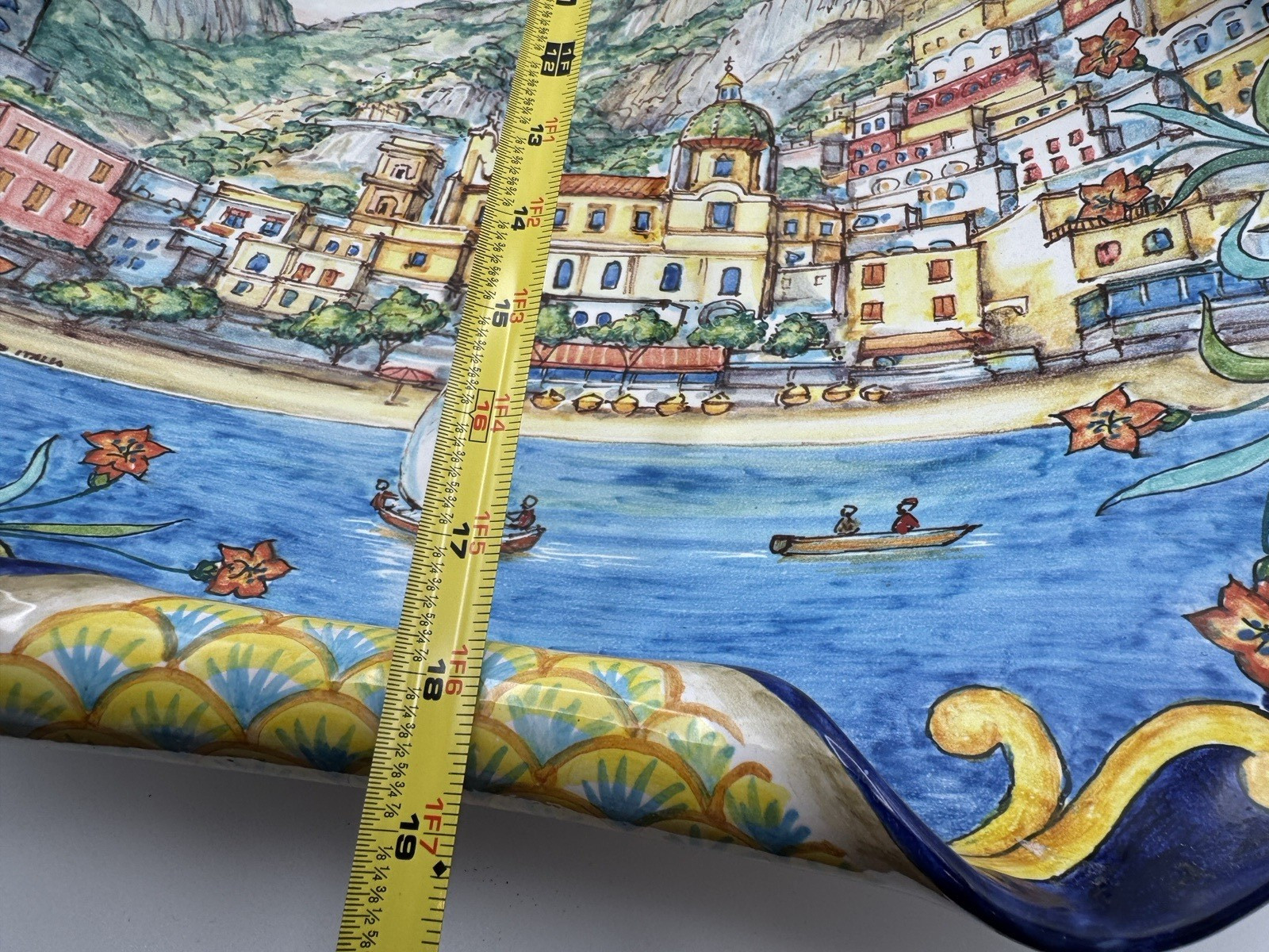 Positano Scenery 20" Decorative Ceramic Plate Handmade Hand Painted Italy OOAK