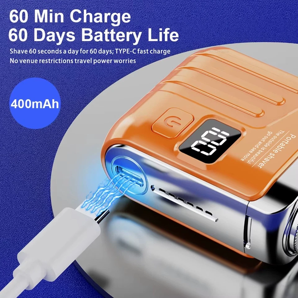 Afeitadora eléctrica portátil recargable para hombre - Recortadora de barba húmeda/seca Foto 3 de 4