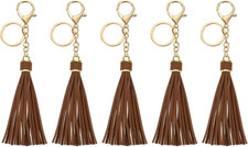 5Pcs Leather Keychain Tassels, Women Tassel Bag Charm with Lobster Clasp Key Rin