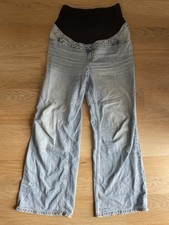 Maternity Light Blue Over Bump Wide Leg Jeans New Look Adalae Size 10 Denim