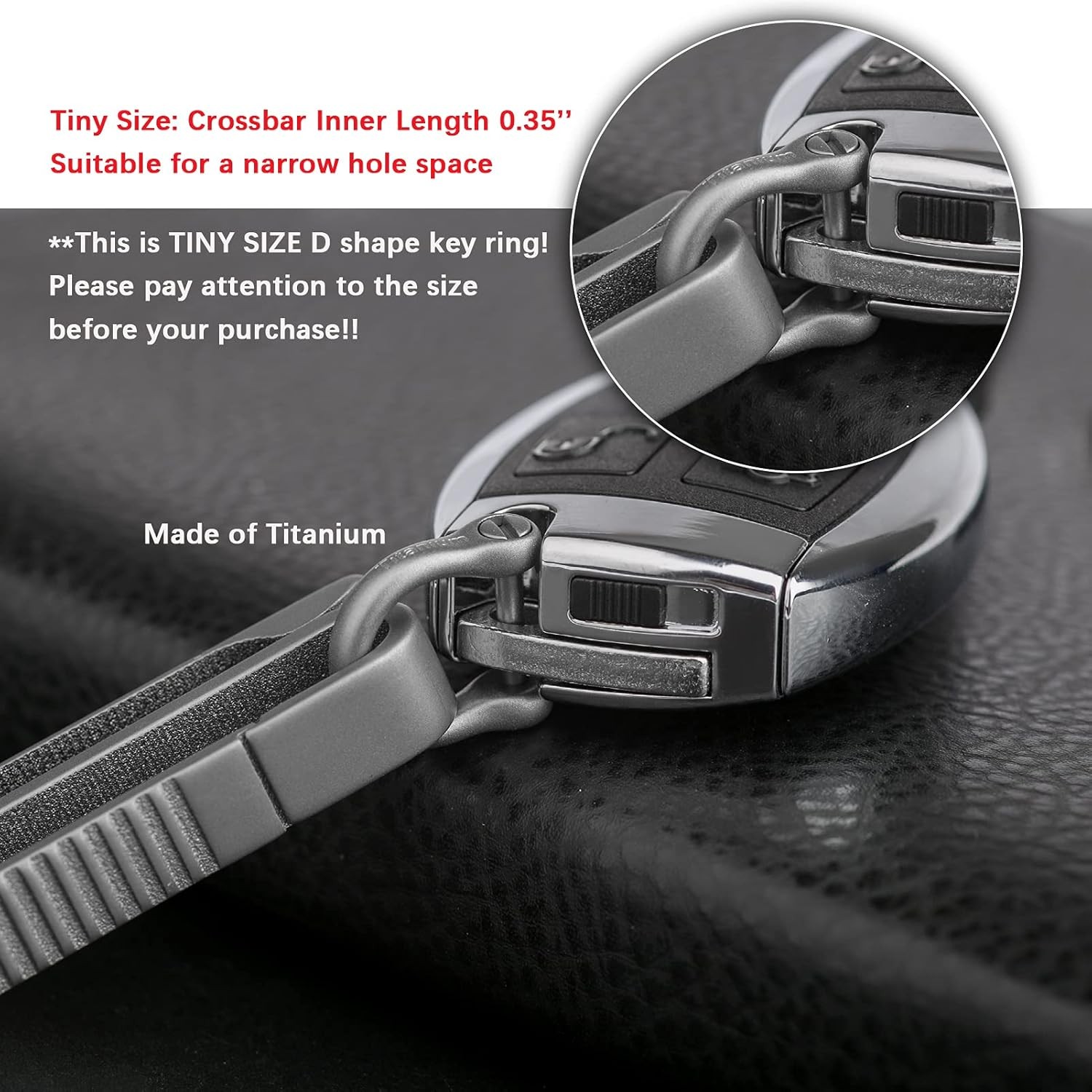 TISUR Titanium D-Rings with Screw Shackle, U Shape Key Chains tiny, Matte 