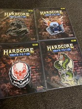 2009 Lot Of 4 Different HARDCORE Iron On Biker Patches Skull, Reaper, Snake
