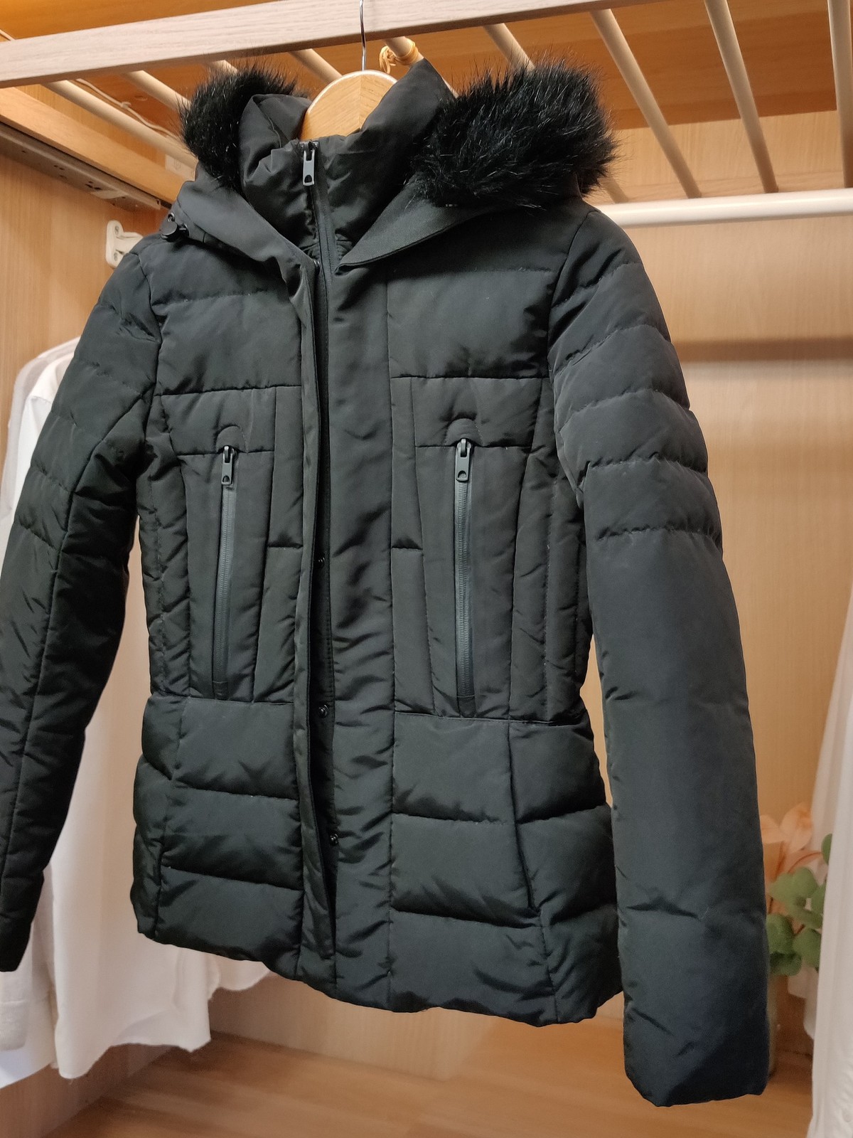 ZARA BASIC COAT JACKET SMALL BLACK DOWN PADDED PU… - image 2