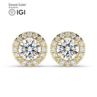 Runde Solitär Labgrown Diamant Ohrstecker 18k Gelbgold 2,50 Ct D Vvs2