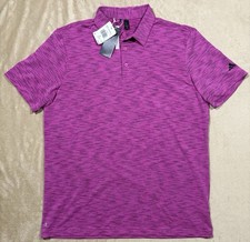 NWT Size L Men  s Adidas Polo Shirt Space Dye HS1122 Fuchsia Golf Short Sleeve