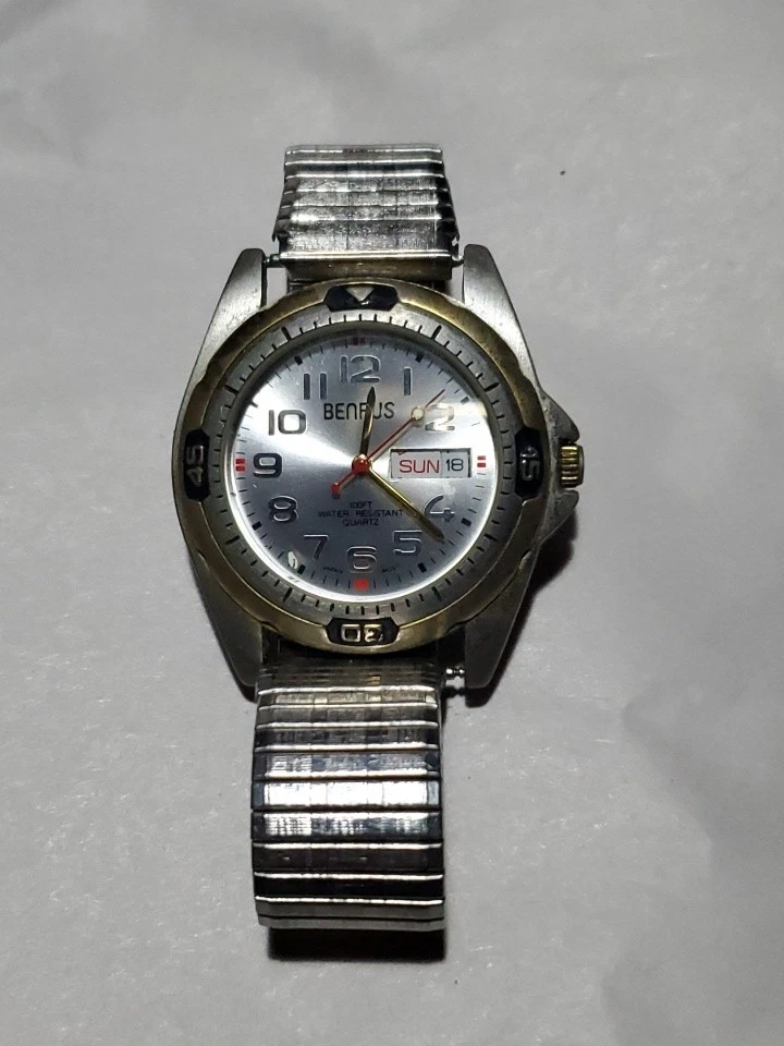 Reloj Hombre Benrus BNW25403W Acero Inoxidable Impermeable 100FT BATERÍA NUEVA FUNCIONA Foto 2 de 4