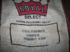 Large Burlap Coffee Bean Jute Bag Royal Select Columbia Sack Wall Floor 44"x28"