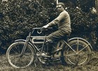 1909-1910 Excelsior Autocycle Motorcycle RPPC Original Image Auto Cycle Goggles — photo 1